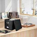 Aolawco 12-Inch Vinyl Record Storage Box Folding LP Organizer Black view 3