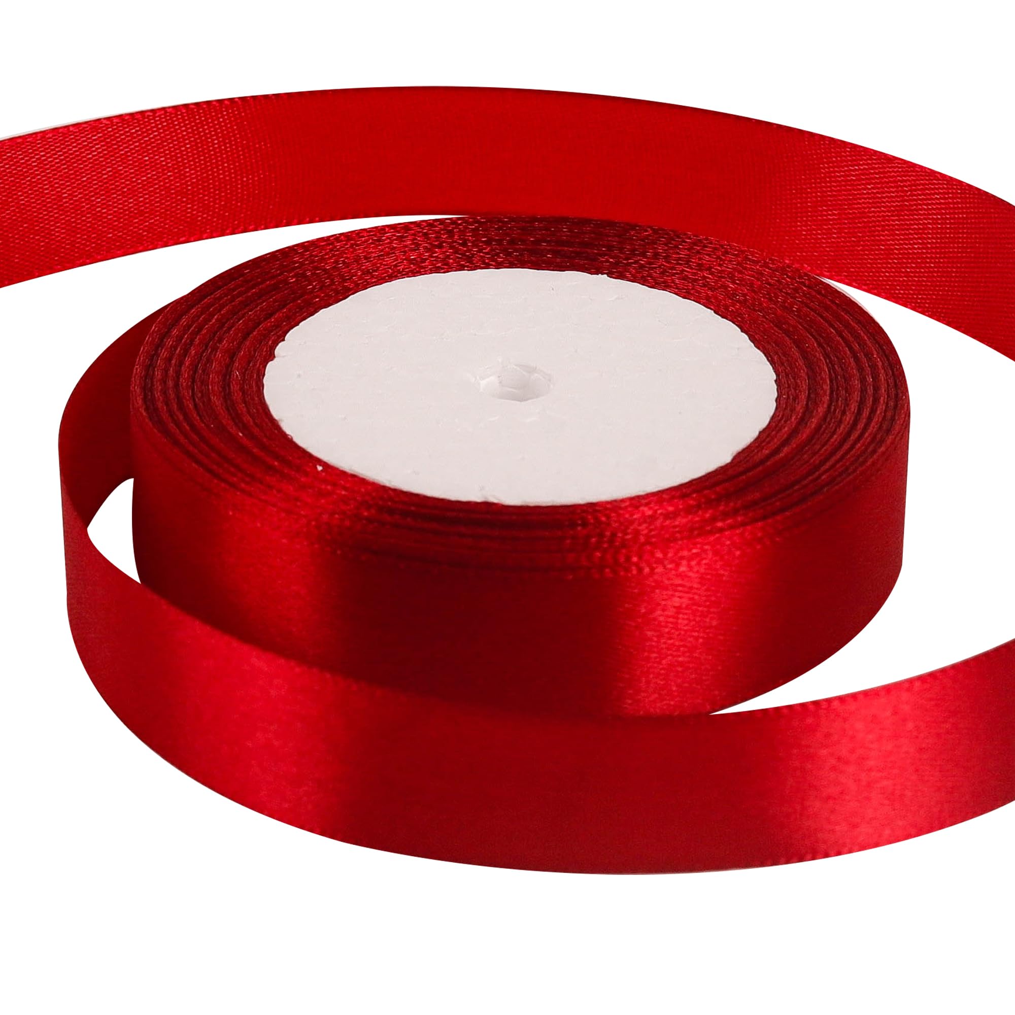 25mm Wine Red Ribbon for Gift Wrapping 22M,Wine Red Satin Ribbons Fabric 25mm Thick for Crafting Hair Bow Christmas Polyester Ribbon Cake Wedding Party Balloon Car Ribbons Decoration