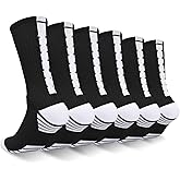 Finerview Basketball Socks for Men Boys 6 Pairs, High-Top Premium Mid Calf Athletic Socks for Adult & Youth