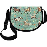 HELLHERO Floral Horse Purse for Girls Boys Kids Age 6-8 10-12 12-14 Small Crossbody Bag Pocketbook Wallets Shoulder Messenger Bags Sling Flight Bags Travel Holiday Weekend