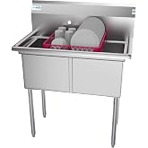 KoolMore - SB151512-N3 2 Compartment Stainless Steel NSF Commercial Kitchen Prep &amp; Utility Sink - Bowl Size 15 x 15 x 12", Silver