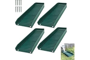 Teisaiko Rain-Gutter Downspout Splash Block - Gutter Downspout Extensions for Rainwater Drainage, Lader Downwards Design, 16" Fixable Downspout Extender with 8 Fixing PP Nails (4, Green)