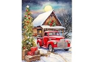 DYAIANGMU Christmas Cross Stitch Kits for Adults Beginner,Car Counted Cross Stitch Kits Printed Stitching Cute Patterns Dimensions Needlepoint Art Crafts Embroidery Kits for Adults Beginners (15.7x11.8 inch)