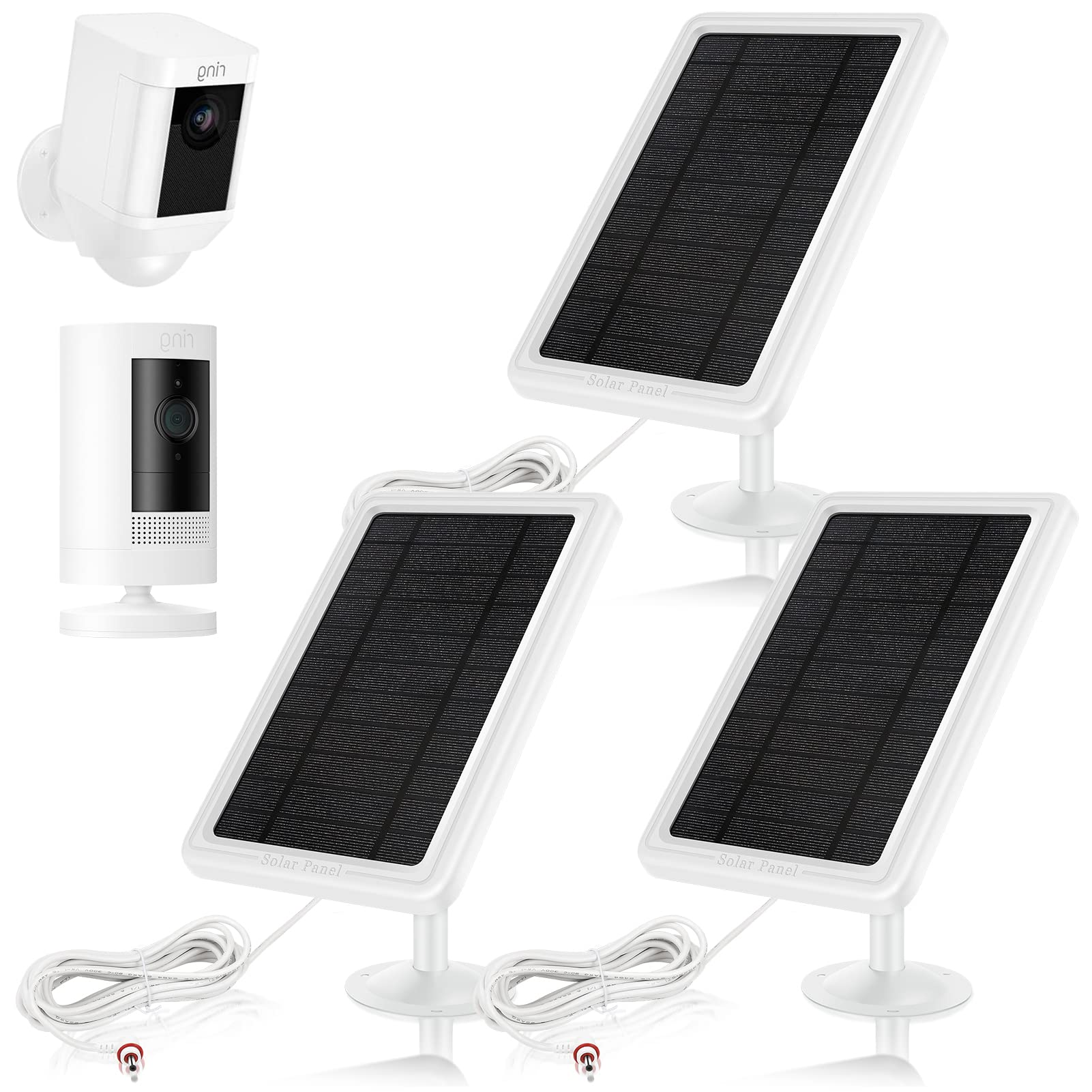 Photo 1 of Ring Solar Panel Charger, Solar Panel for Ring Stick Up Cam 2nd & 3rd Gen, Ring Spotlight Camera Battery, 5V 4.5W Output Super Fast Charging (3Pack-White)