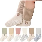BEHELE Baby Toddler Non-Skid Crew Socks Non Slip Cartoon Socks Girl Boy Newborn Infant First Walking Floor Socks 6 Pairs