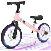 WETIFY Colorful Lighting Balance Bike 2 Year Old, 2-5 Year Old Toddler Balance Bike, No Pedal Bikes with Adjustable Handlebar & Seat, 2 3 4 5 Year Old Boy Girls Birthday Gifts Toys.