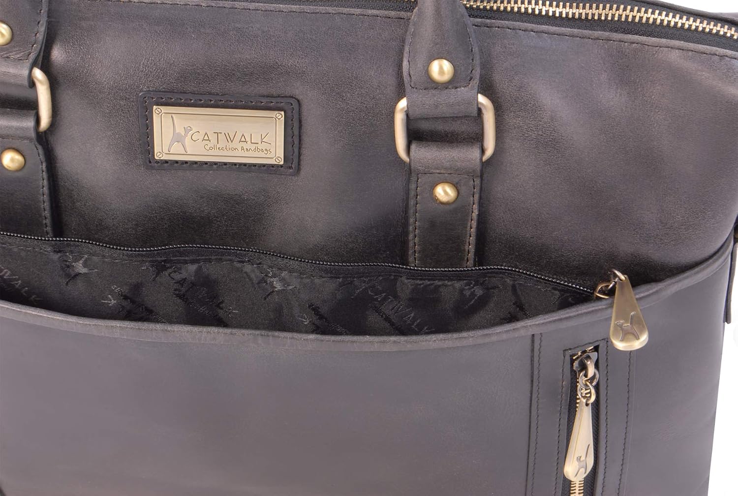 Catwalk Collection Handbags, Women's Large Leather Tote Bag, Ladies Work Laptop Bag - Image 5