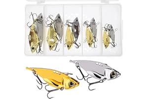 Zsrivk 5PCS/10PCS Fishing Lures, Metal VIB Hard Blade Baits, Spinner Spoon Metal Fishing Spoon Crankbaits Swimbaits for Trout Walleye Crappie