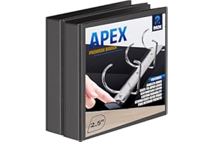 2 Pack of 2.5” Smooth Opening Angle D-Ring View Black Binders, Professional Presentation Folder for Standard Pages with Insid