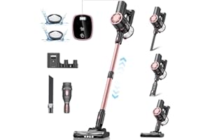 Vexilar Cordless Vacuum Cleaner for Home - 25Kpa Stick Vacuum with Self Standing Design, Max 35Min Runtime, 6 in 1 Lightweight Vacuum for Hardwood Floors and Carpet Pet Hair Car (Pink)