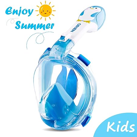 ORSEN Schnorchelmaske Vollmaske für Erwachsene & Kinder, Faltbare Tauchmaske Vollgesichtsmske mit 180° Sicht und Action Kamer