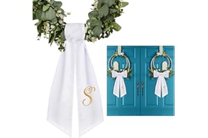 LINGRINGDCY 2 Pack Wreath Sash for Front Door Monogrammed Embroidery Wreath Sash for Boxwood Front Door Porch Wreath Garland Decor(Letter S)