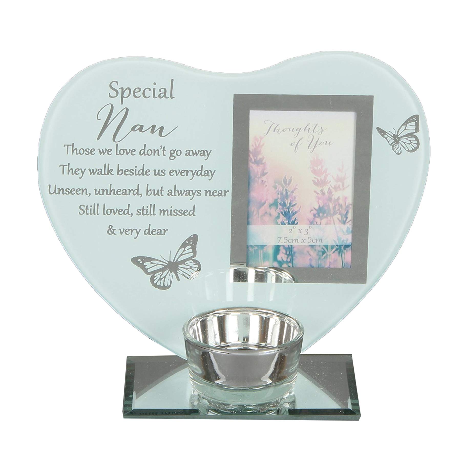 Glass Photo Frame Memorial Tea Light Candle Holder - Nan 9026