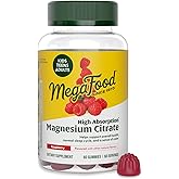 MegaFood Magnesium Citrate Gummies, High Absorption Magnesium Supplement for Adults, Teens & Kids, Supports Nerve Health, Normal Sleep Cycle & Occasional Muscle Cramps, 60 Vegan Gummies, 60 Servings