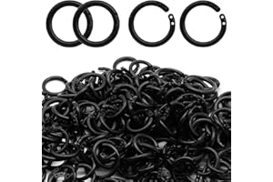 Semrien 210 Pcs 1/2 Inch Plastic Binder Rings, Loose Leaf Binder Book Rings, Black Index Card Rings Binder Clip Rings for Flash Cards, Key Rings, Index Cards, Paper (15mm)