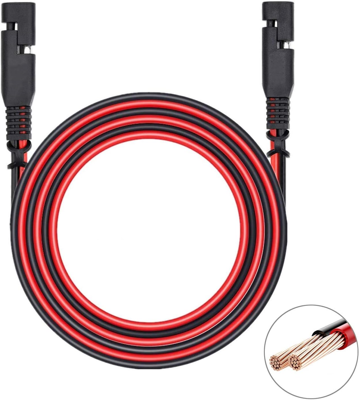 COROTC 12 Feet 16AWG SAE to SAE Extension Cable, Quick Disconnect Wire Harness DC Connector Cord Plug for Trailer RV Boat Camp Solar Panels Battrey with Dust Cap …
