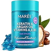 MAREE Hair Oil for Frizzy – Hair Serum for Dry Hair – Styling Capsules with Keratin, Argan Oil, Vitamins A E B5 – UV & Heat P