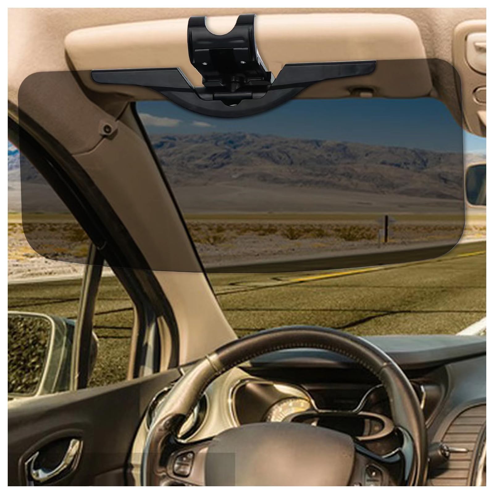 Photo 1 of **MISSING HARDWARE** Sun Visor for car, HD Wear-Resistant PC Lens,UV400 Sun Protection/Anti-Glare Adjustable Visor for car, Driving Goggles, Easy to Install Sun Visor Extender, Black (ZYB-1)