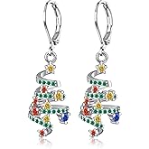 TALYKONG Christmas Earrings Christmas Tree/Snowflake Earrings for Women Dangle Leverback Christmas Holiday Winter Xmas Jewelry for Women