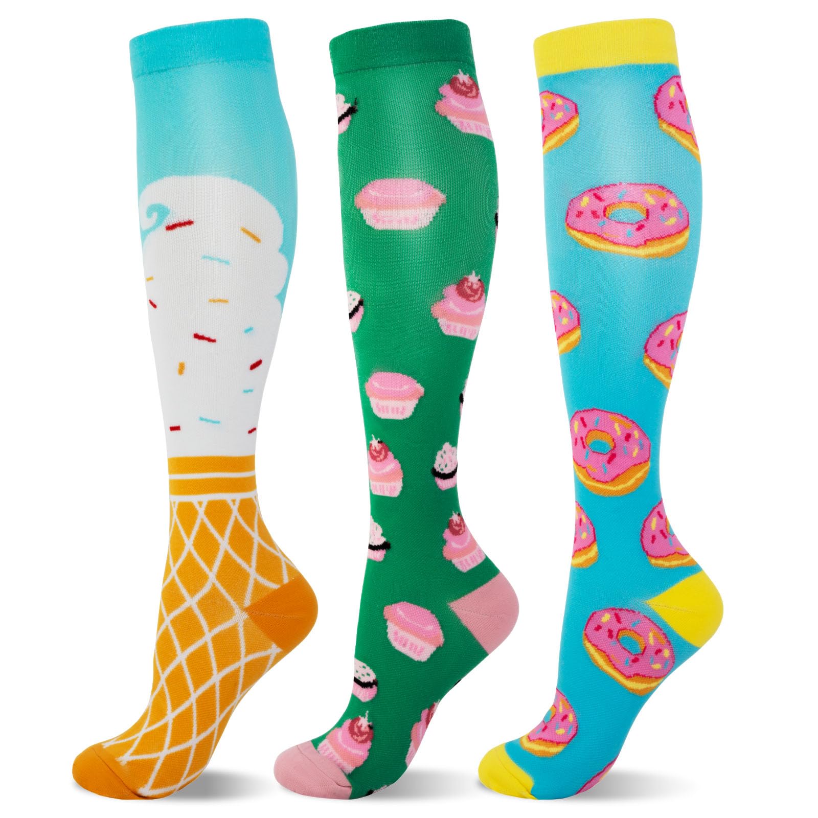 LEOSTEP Compression Socks for Women (3Pair) Knee High Support Stocking Ideal for Flight, Sports, Travel