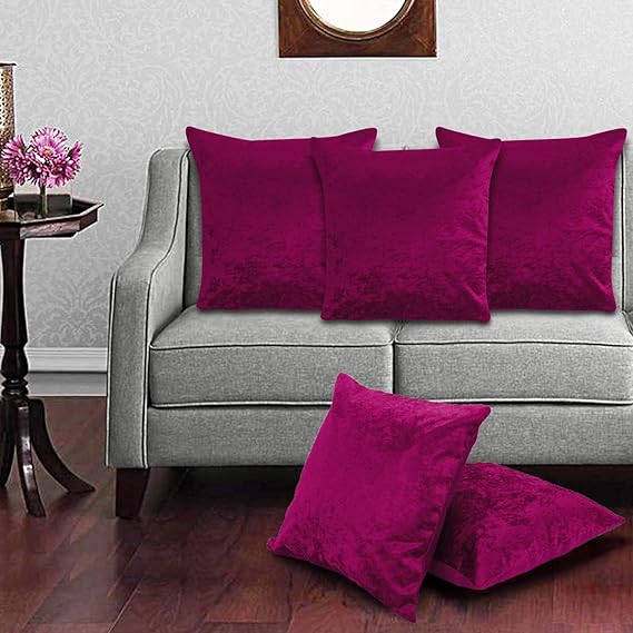 Buy DESI KAPDA Velvet Decorative Sofa Cushion Cover (Pink, 16 x 16 Inch
