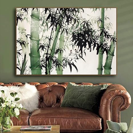 Amazon Com Mmlzlz 1 Pc Canvas Wall Decor Abstract Ink Bamboo Wall Art Canvas Oil Painting Poster And Prints Wall Picture Living Room Bedroom Home Modern Decor Posters Prints