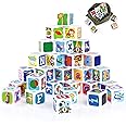 PLAY ABC Building Blocks for Toddlers 1-3, 28 PCS Plastic Baby Alphabet Letters Number Stacking Blocks Set, Preschool Learning Educational Montessori Sensory Toys Gifts for Kids Girls Boys