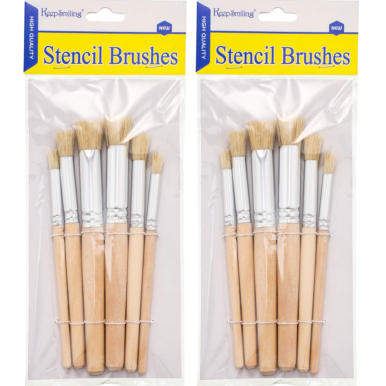 Photo 1 of Wooden Stencil Brushes Natural Stencil Bristle Dome Art Painting Brushes Wood Paint Template Brush for Acrylic Oil Watercolor Art Painting DIY Crafts Card Making Supplies, 3 Sizes(12 Pieces)