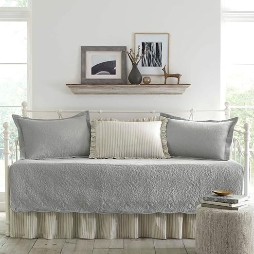 Amazon Com 5 Piece Grey Floral Daybed Cover Set Geometric