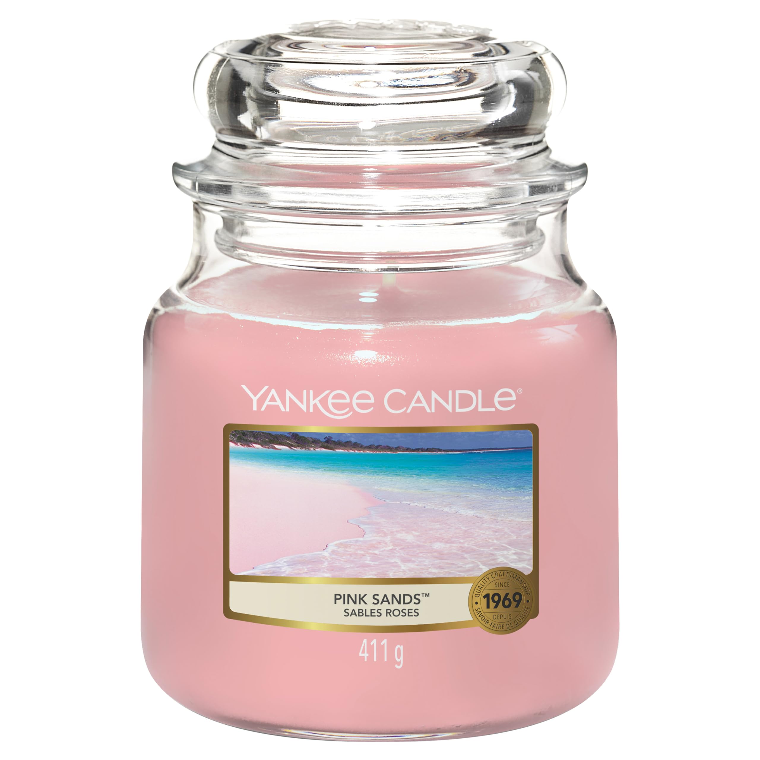 Yankee Candle Scented Candle | Pink Sands Medium Jar Candle| Long Burning Candles: up to 75 Hours | Gifts for Women — image 1