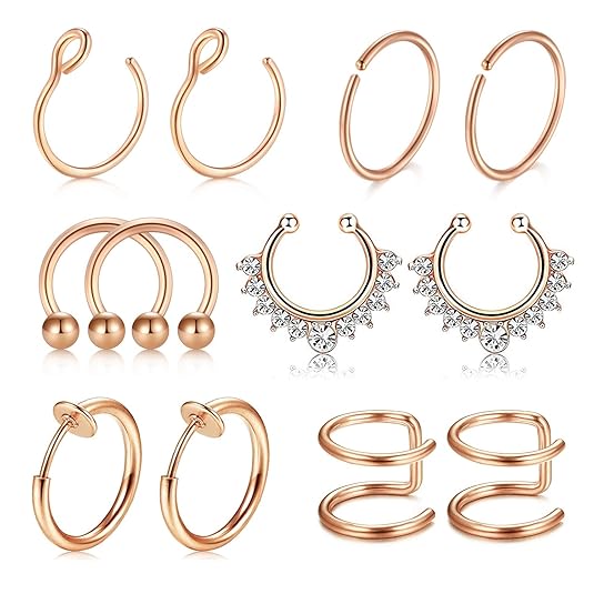 VFUN Fake Non-Pierced Septum Piercing Nasenpiercing Lippenpiercing Helix Tragus Ohr Cartilage Ohrringe Piercing für Damen Her