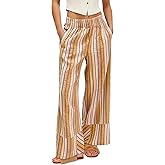 Cicy Bell Womens Wide Leg Lounge Pants Elastic High Waisted Striped Palazzo Pants Flowy Casual Beach Travel Trousers