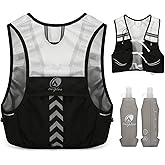 Outplea Lightweight Running Hydration Vest with 2pcs 500ml Soft Water Bottles for Men Women, Reflective Water Vest Pack for R