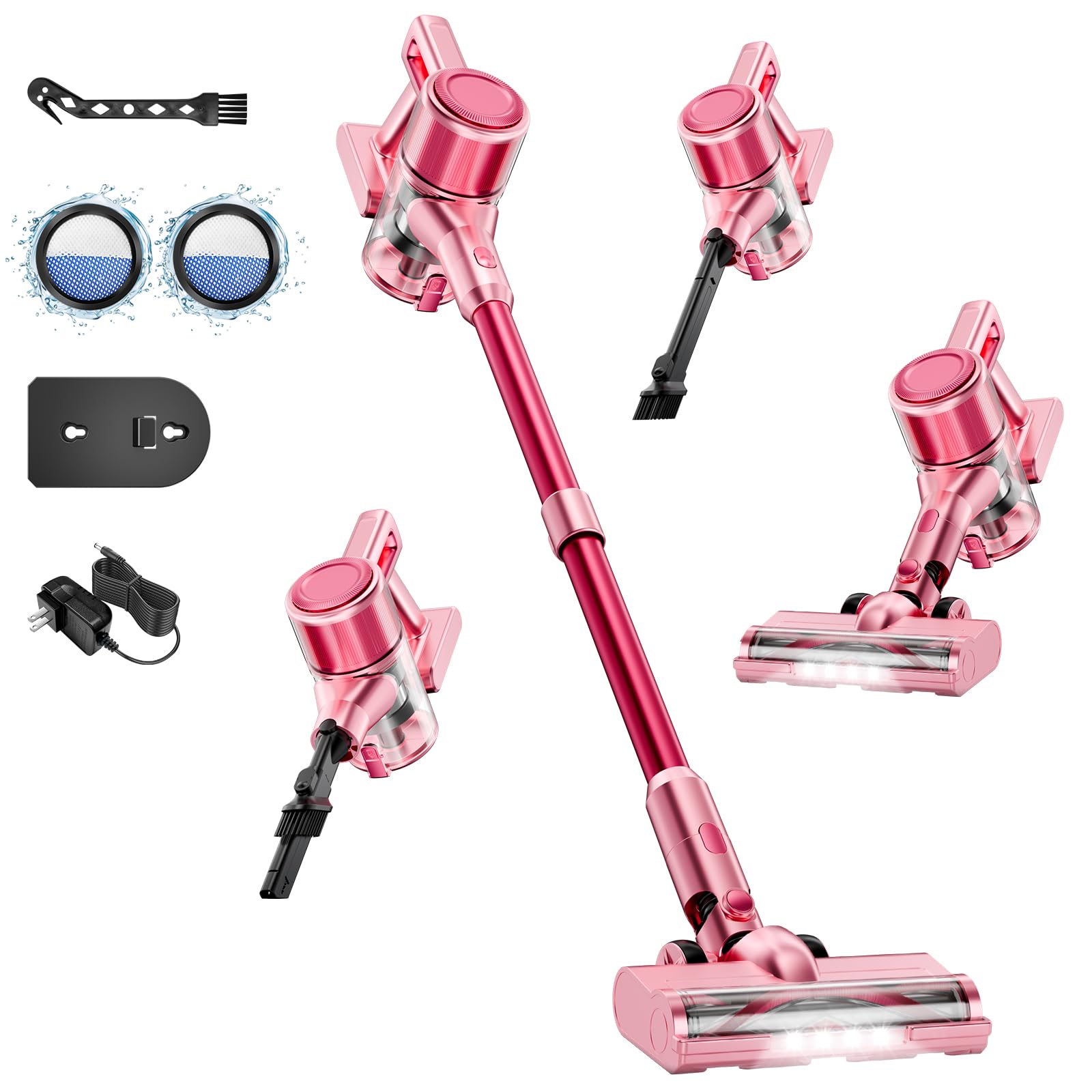 Photo 1 of Cordless Vacuum Cleaner,55Mins/Powerful Vacuum Cleaners for Home,Stick Vacuums with 8 in 1,Touch Screen,LED Headlights, Anti-Tangle,Pet Hair,Pink