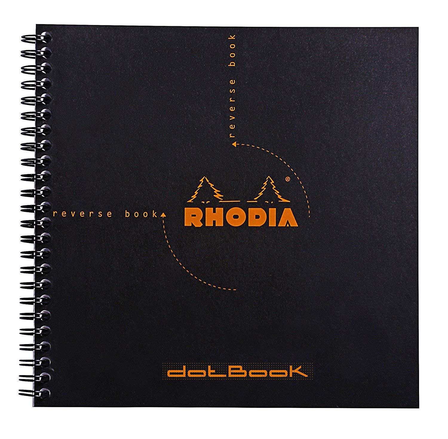 RHODIA 193639C - Spiral Notebook (Full Binding) Reverse Book Black - 21x21 cm - Dotted Dot - 160 Detachable Pages - Clairefontaine Paper 80 g/m - Soft and Resistant Cover - Classic