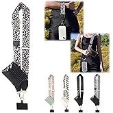 Phone Strap with Zippered Pouch, Waterproof Nylon CutePhone Lanyard Crossbody Wrist Strap, Suitable for Mobile Phone Wallet Brown