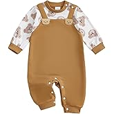 Santikisler Newborn Baby Boy Fall Outfit Dinosaur Bear Long Sleeve Romper Animal Bodysuit Jumpsuit Infant One Piece Clothes