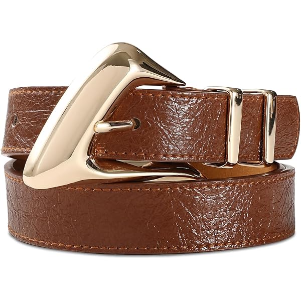 RISANTRY Women Brown Leather Belt Fashion Brown Belt for  display picture 2