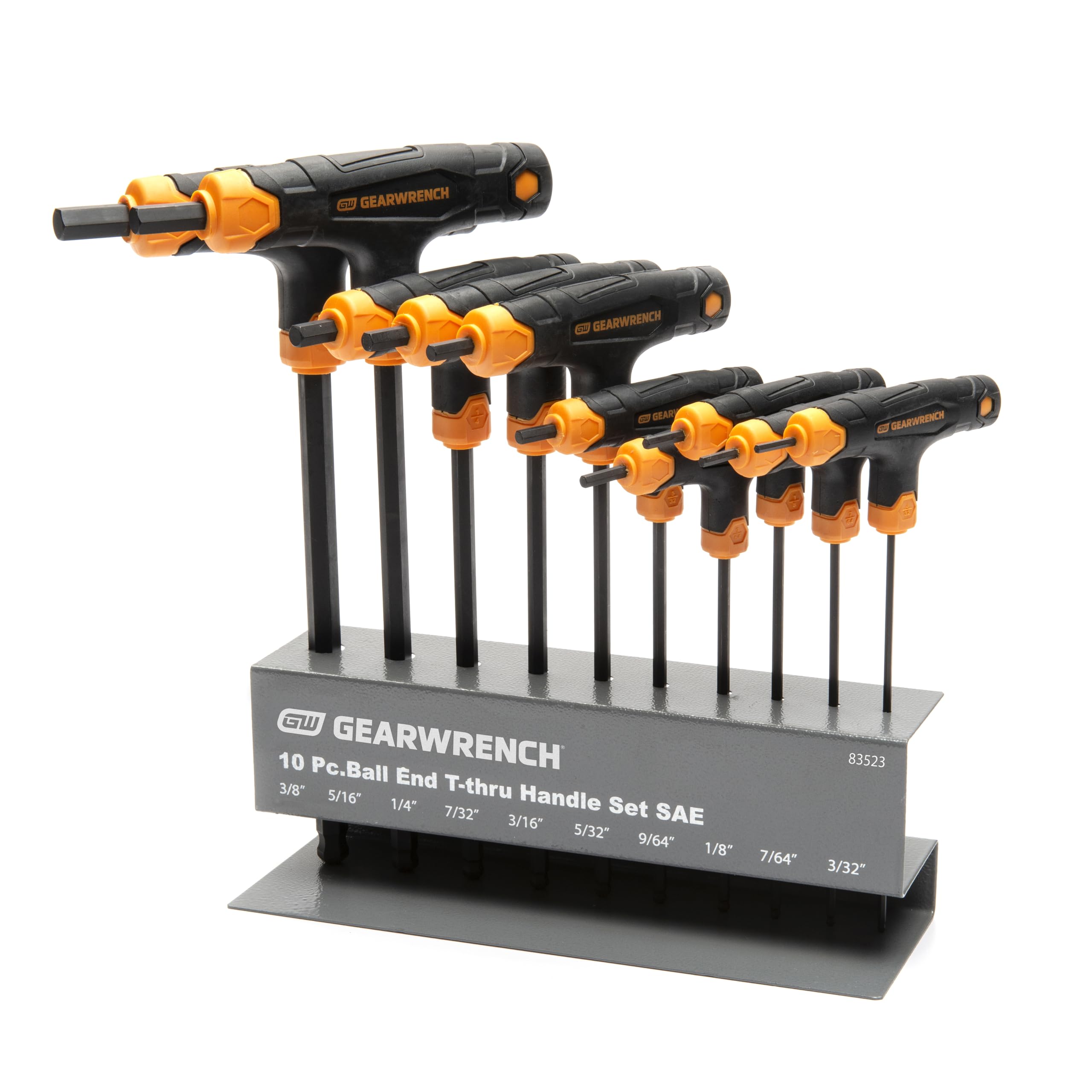 GearWrench 83523 SAE Ball End T-Handle Hex Key Set, 10 Piece