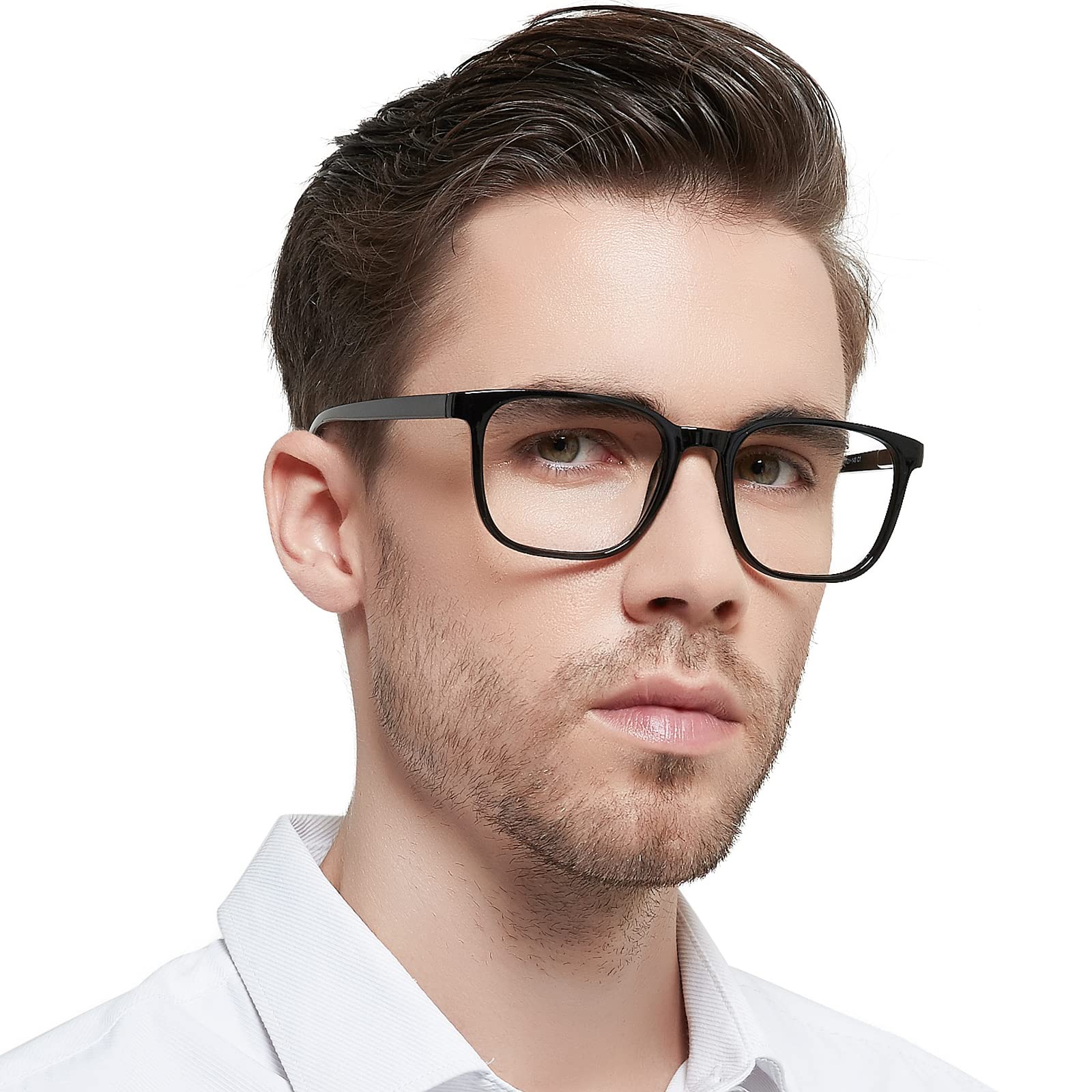 OCCI CHIARI Oversized Mens Reading Glasses Square/Rectangle Readers for Men Fashion Magnified Glasses for Reading Spring Hinge(Black, 400)