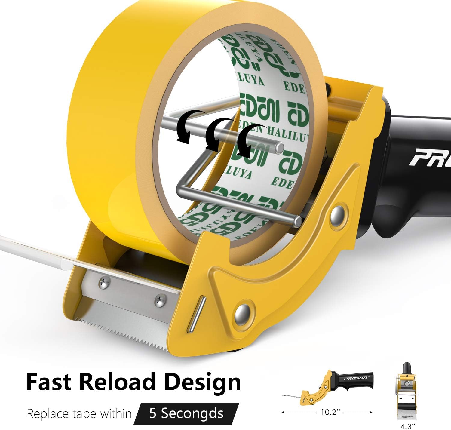 PROSUN Fast Reload 2 Inch Tape Gun Dispenser Packing Packaging Sealing Cutter Orange TG01 (Yellow): Industrial & Scientific