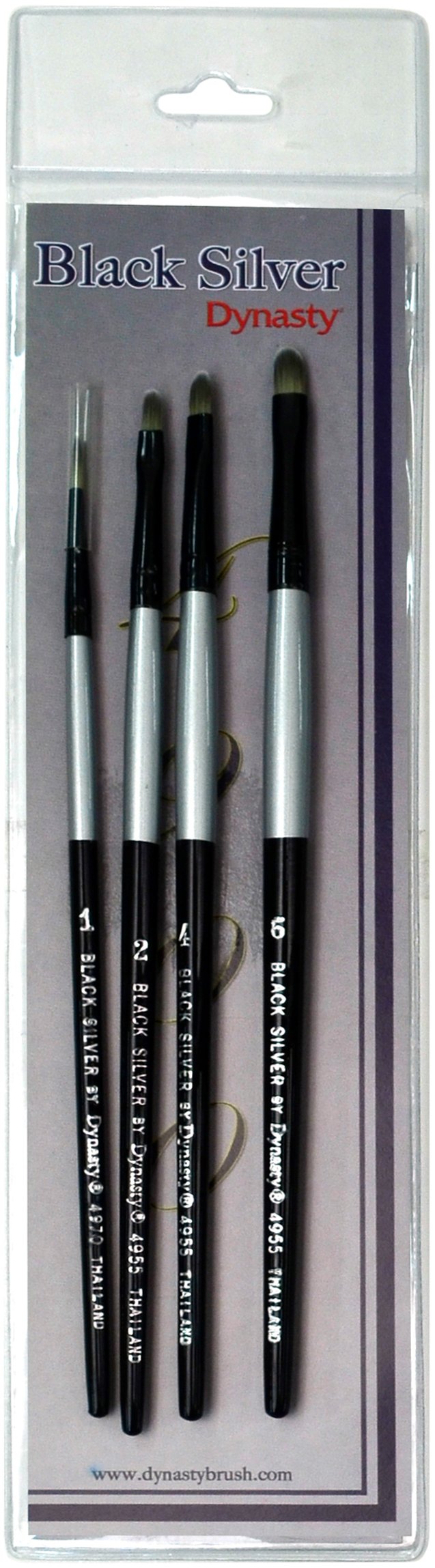 F & M Brush Company Filbert and Round Short Handle Brush Set, Synthetic Material, Silver, 24.13 x 6.99 x 0.08 cm