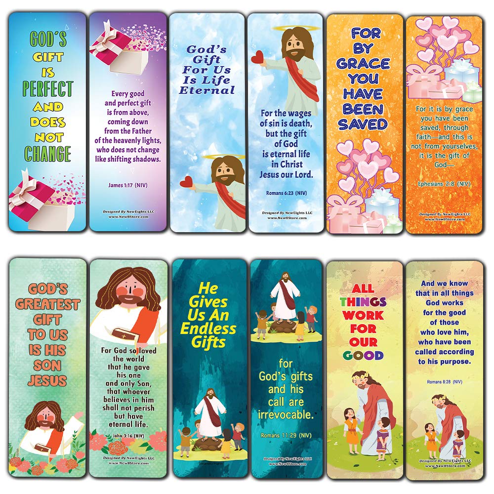 Popular Bible Verses About Eternal Life Salvation Bookmarks Cards (12-Pack) - Handy Memory Verses for Kids