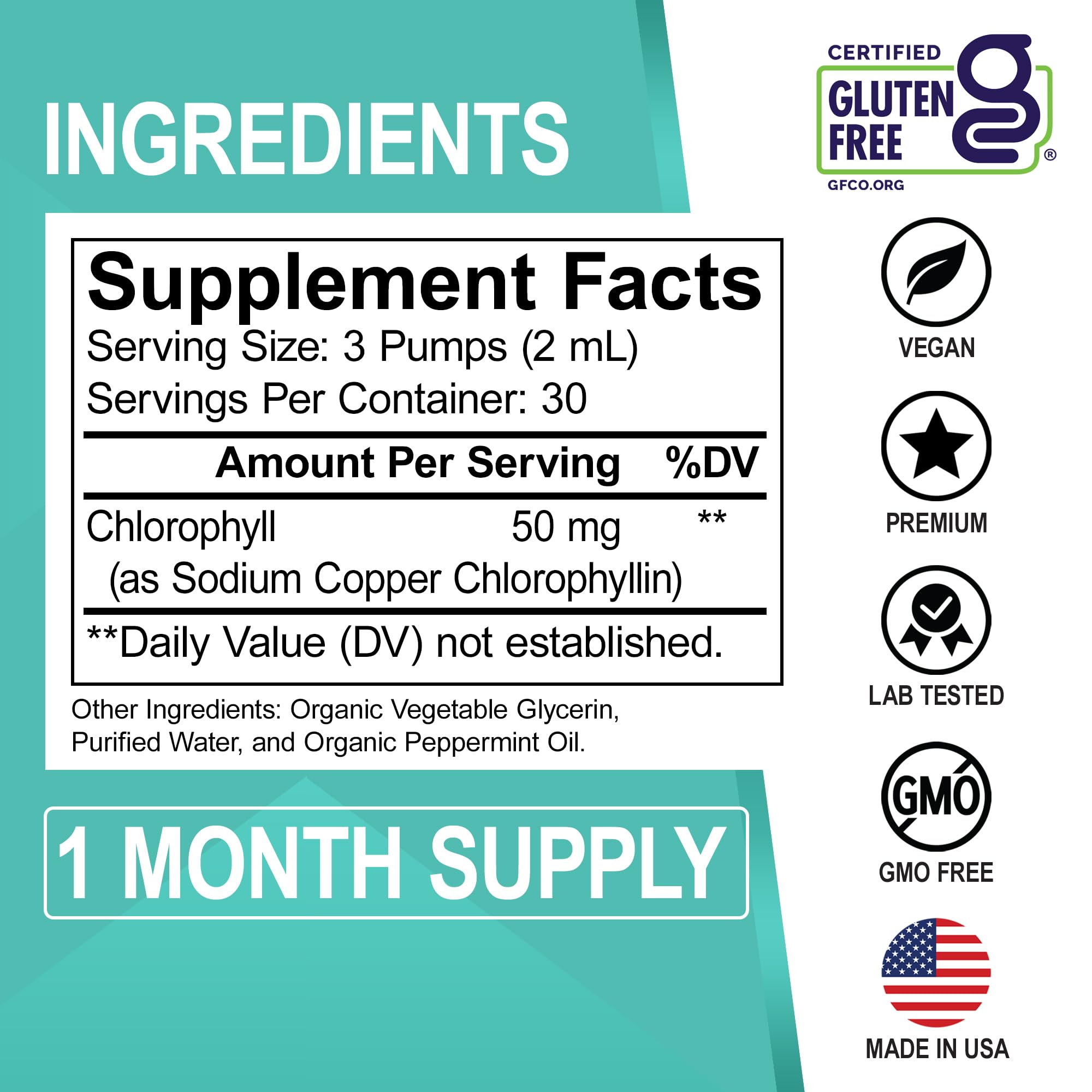 Chlorophyll Liquid Drops Body Detox - Vegan Liquid Chlorophyll Drops Odor Cleanse Supplement, Energy & Immune Support, Internal Deodorant, Body Deodorizing Supplement - Natural Deodorant Water 2 oz