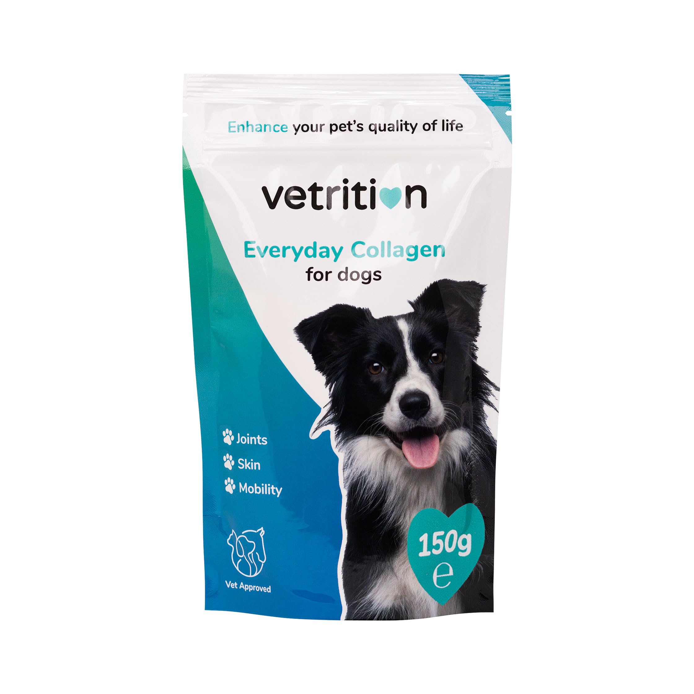 Vetrition Collagen Powder for Dogs, Vet Approved Hydrolysed Collagen Peptides Supplement for Joints, Skin, Coat, Health, Bioactive Protein Rich Powder for All Ages, Breeds, Sizes Dogs, 150g