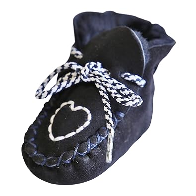 Hollert German Leather Fashion Baby Lammfellschuhe - Herzchen Neugeborene Merino Fellschuhe Krabbelschuhe