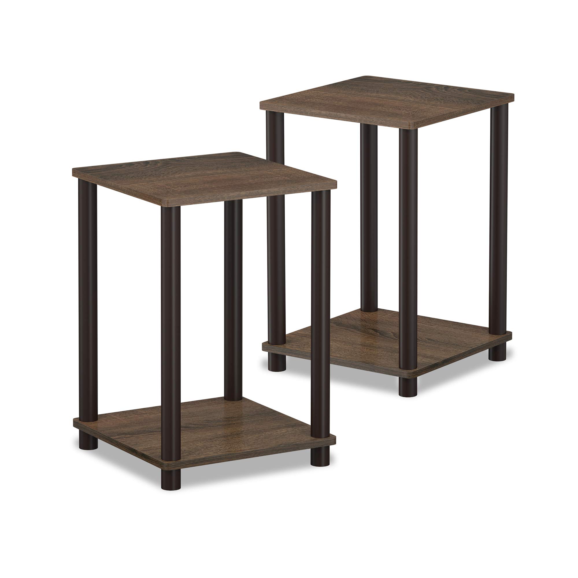 FurinnoEnd Tables, Wood, Walnut/Brown, 2-Pack