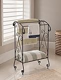 Kings Brand Coffee Brown Metal Free Standing Towel Rack Stand with Shelf