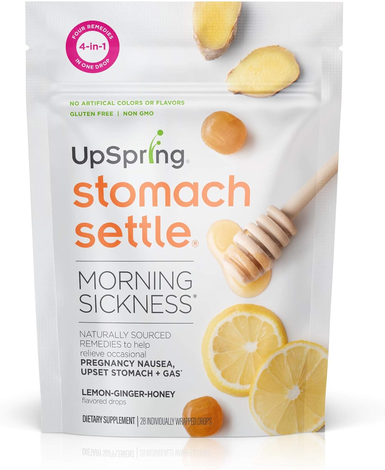 UpSpring Stomach Settle Drops for Morning Sickness. Nausea Relief Drops with Ginger, Lemon
