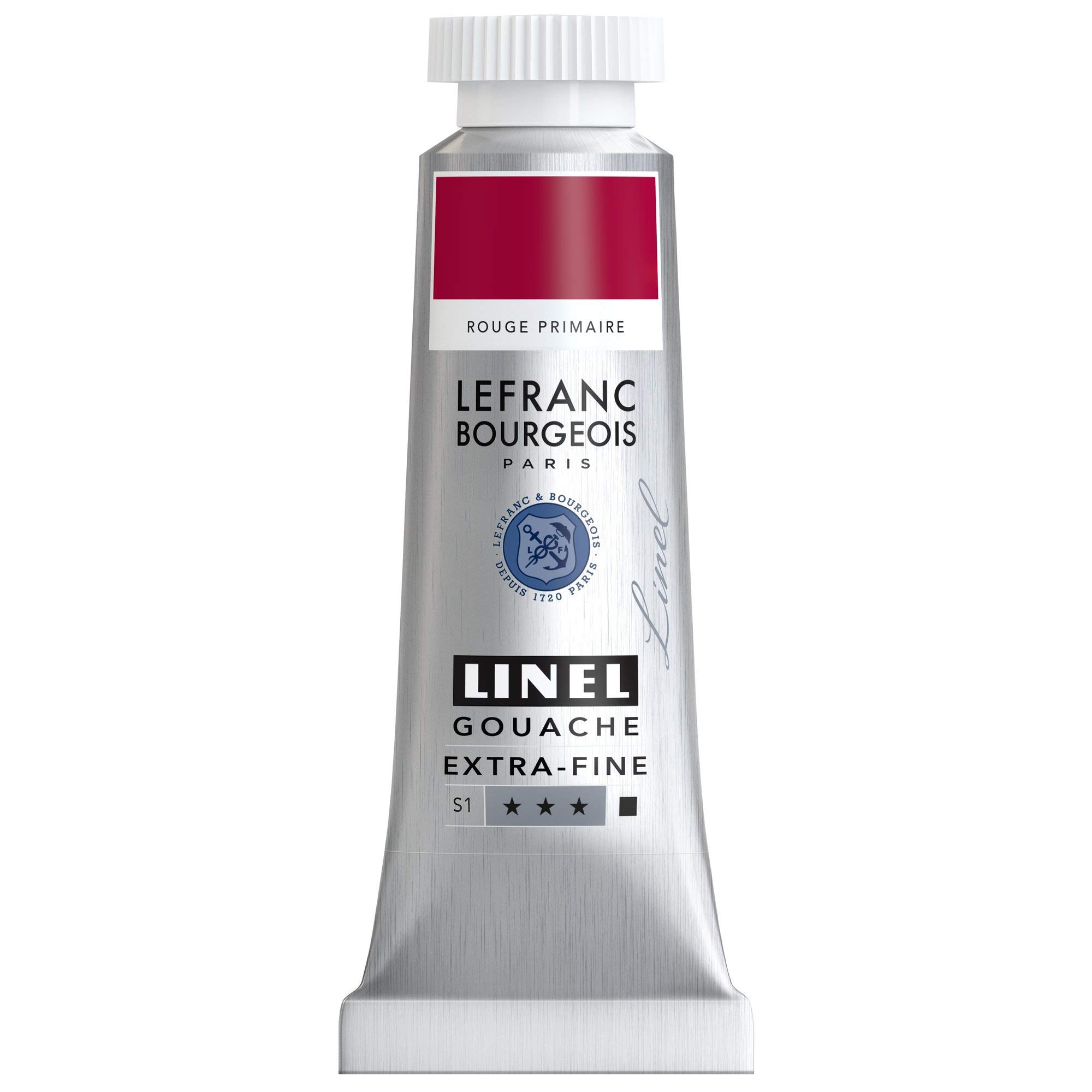 Lefranc & Bourgeois 301178 Linel Gouache Extra Fine and Smooth Watercolours with Maximum Colour Intensity, Luminosity for Streak-Free Application, 14 ml Tube - Primary Red — image 1